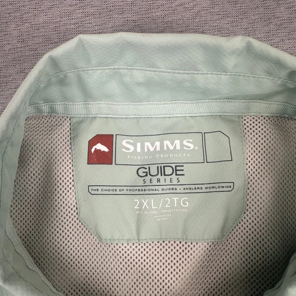 Simms Guide Series Fishing Shirt Mens 2XL Sage Green Ripstop Vented Long Sleeve